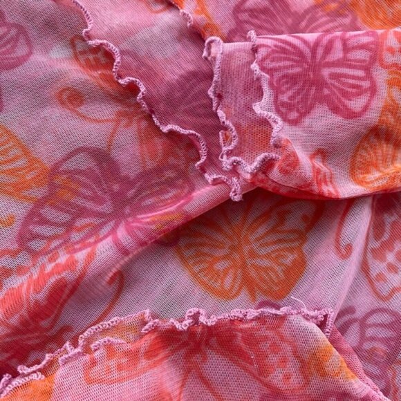 La Vie En Rose Size Medium Y2K Butterfly Mesh Tee - Picture 9 of 9
